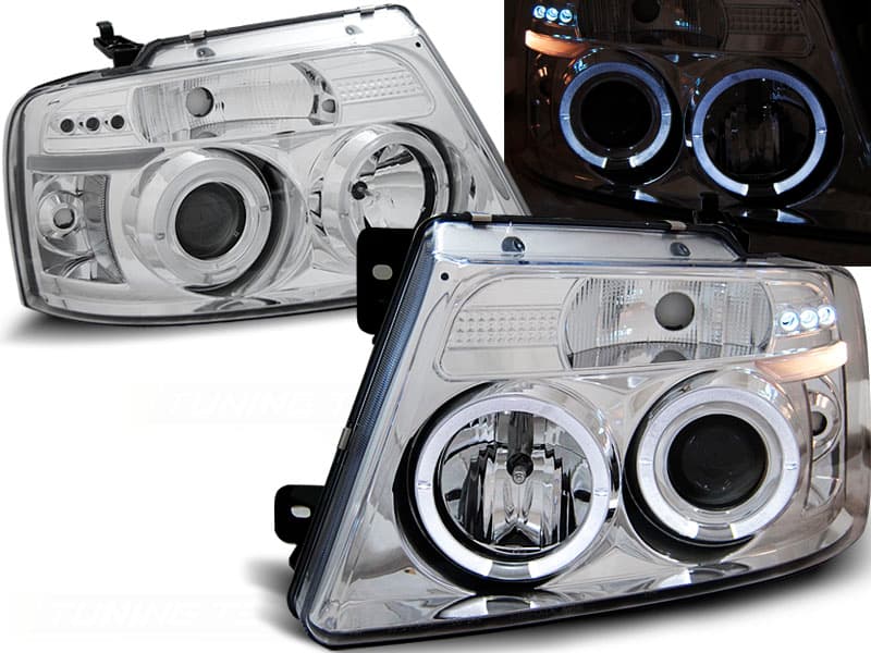 Predné svetlá Ford F150 MK11 04-08 Angel Eyes Chrome