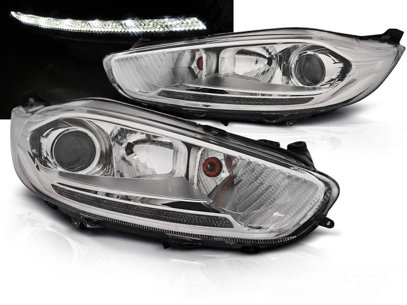Predné svetlá Ford Fiesta MK7 13-16 DRL LED Chrome