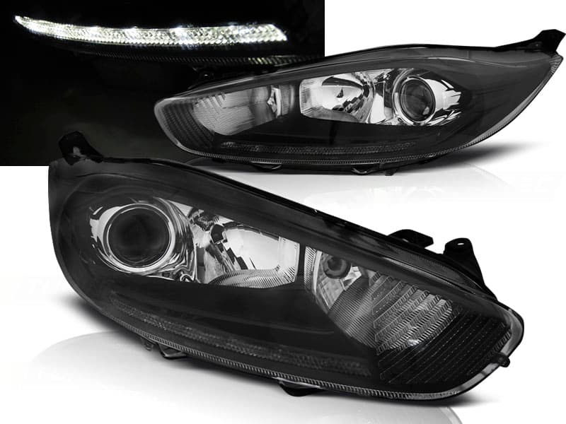 Predné svetlá Ford Fiesta MK7 13-16 DRL LED Black