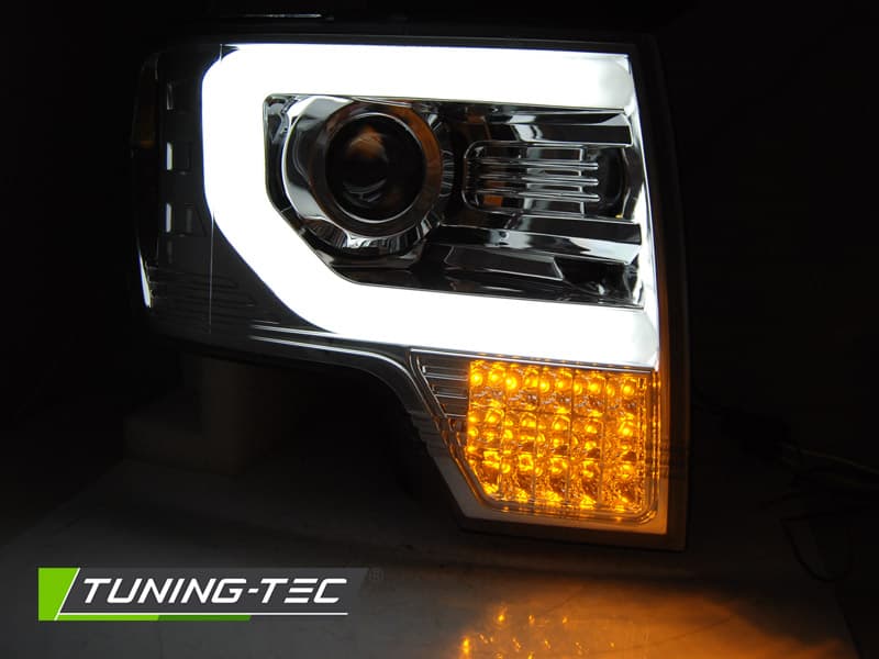 Predné svetlá Ford F150 MK12 Tube Light Chrome – náhľad 2