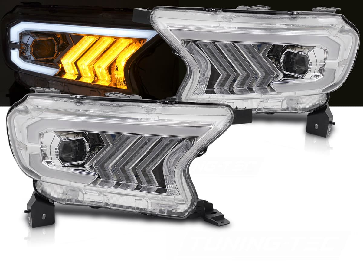 Predné svetlá Ford Ranger 5 16-22 Full LED Dynamic Chrome