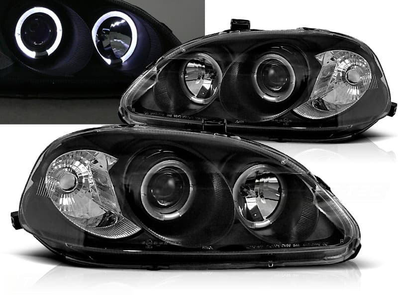 Predné svetlá Honda Civic 95-99 Angel Eyes Black
