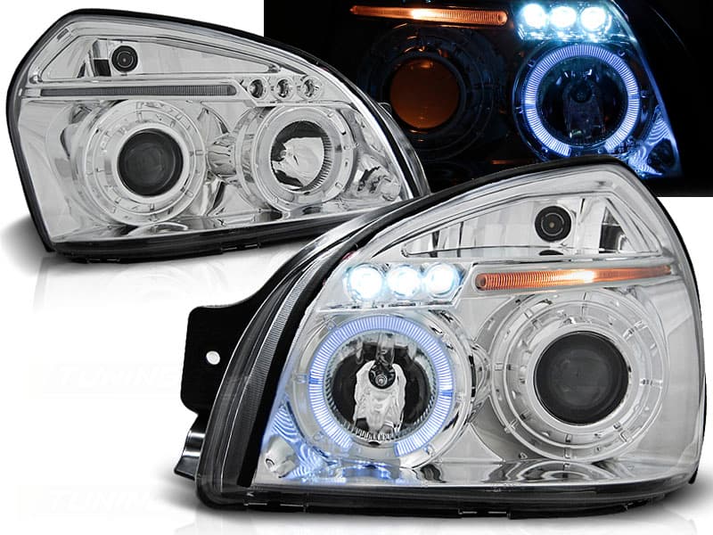 Predné svetlá Hyundai Tucson 04-10 Angel Eyes Chrome
