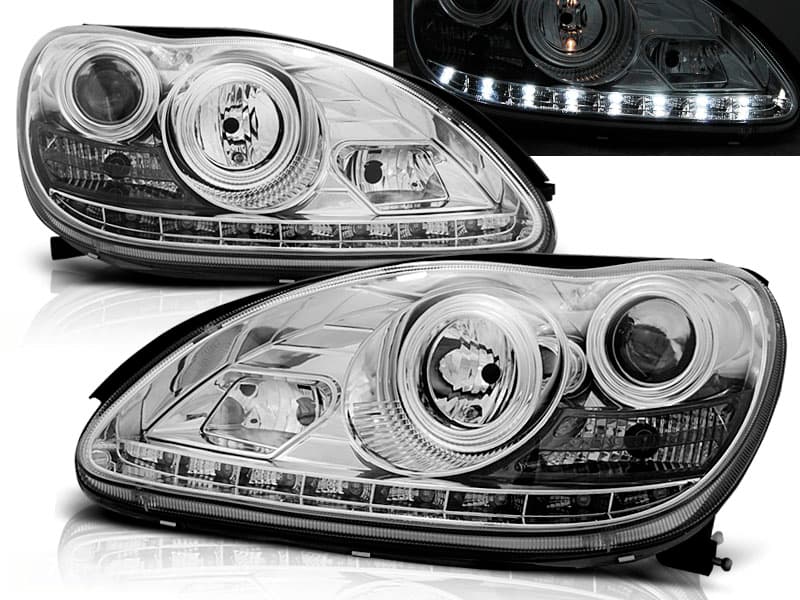 Predné svetlá Mercedes W220 S 98-05 Devil Eyes Chrome