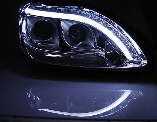 Predné svetlá Mercedes S W220 98-05 Tube Light Chrome – náhľad 2