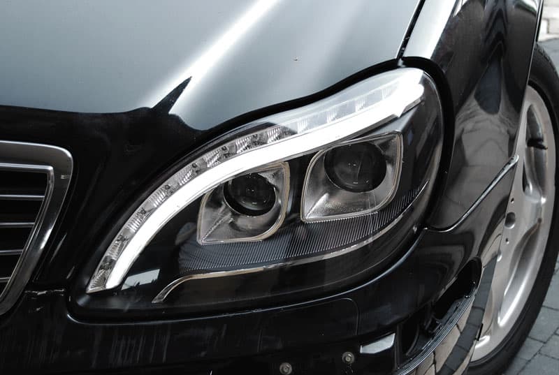 Predné svetlá Mercedes S W220 98-05 Tube Light Black – náhľad 4