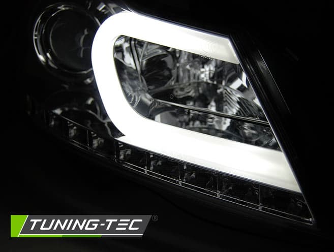 Predné svetlá Mercedes W204 11-14 Tube Light Chrome – náhľad 2