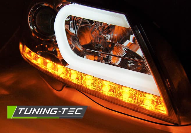 Predné svetlá Mercedes W204 11-14 Tube Light Chrome – náhľad 3