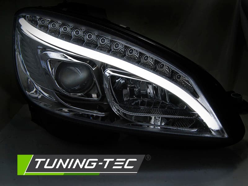 Predné svetlá Mercedes W204 07-10 H7 Tube Light Chrome – náhľad 2