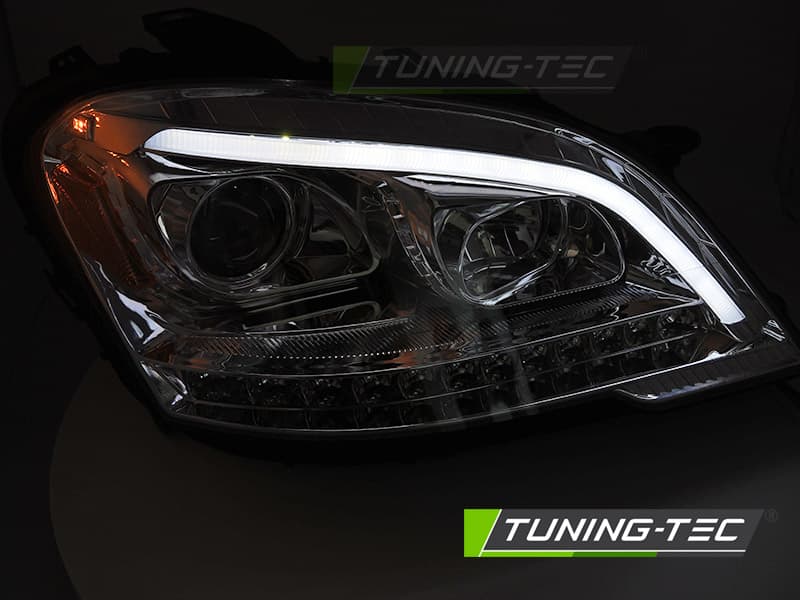 Predné svetlá Mercedes W164 ML 09-11 Tube Light Chrome – náhľad 3