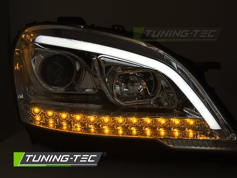 Predné svetlá Mercedes W164 ML 09-11 Tube Light Chrome – náhľad 4