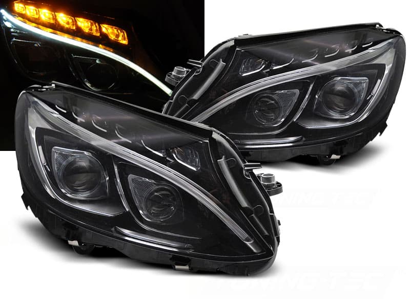 Predné svetlá Mercedes C W205 14-18 True DRL Black