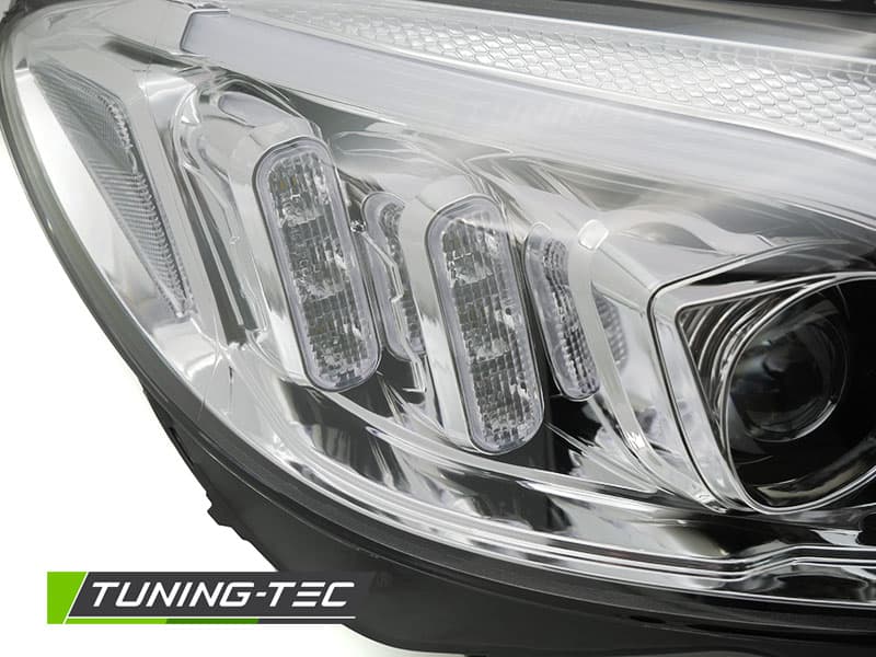 Predné svetlá Mercedes C W205 14-18 Tube LED Chrome – náhľad 2
