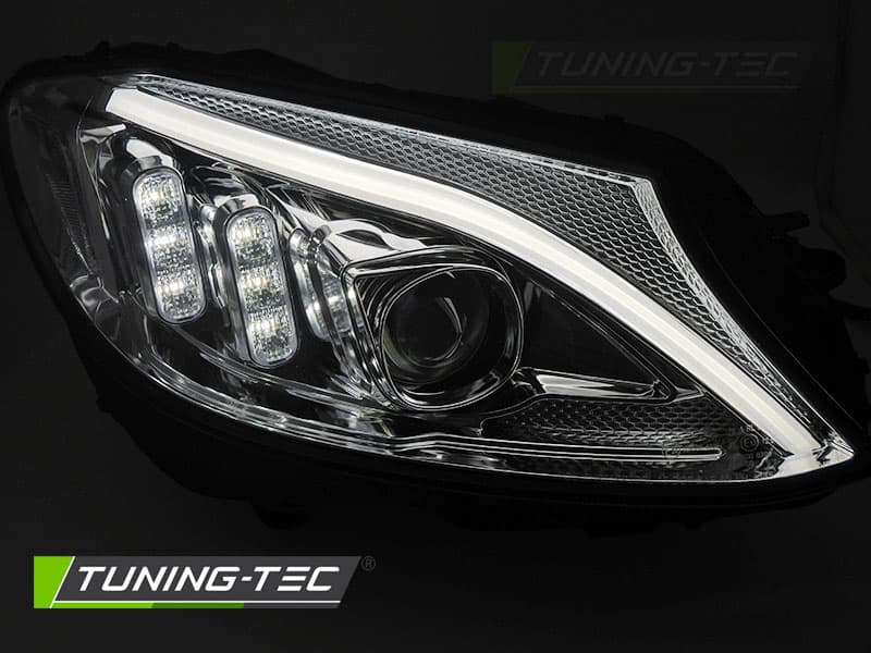 Predné svetlá Mercedes C W205 14-18 Tube LED Chrome – náhľad 6