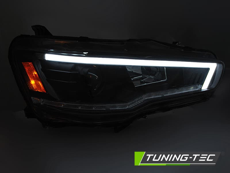 Predné svetlá Mitsubishi Lancer 8 08-16 Tube Light Black – náhľad 2