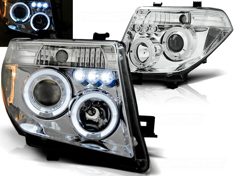 Predné svetlá Nissan Navara D40 Pathfinder Angel Eyes Chrome