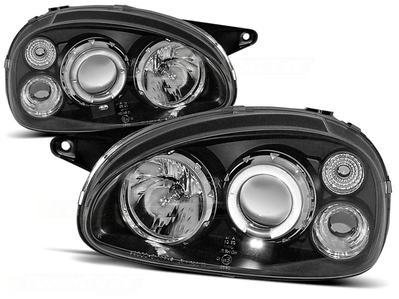 Predné svetlá Opel Corsa B 93-00 Angel Eyes Black - 14