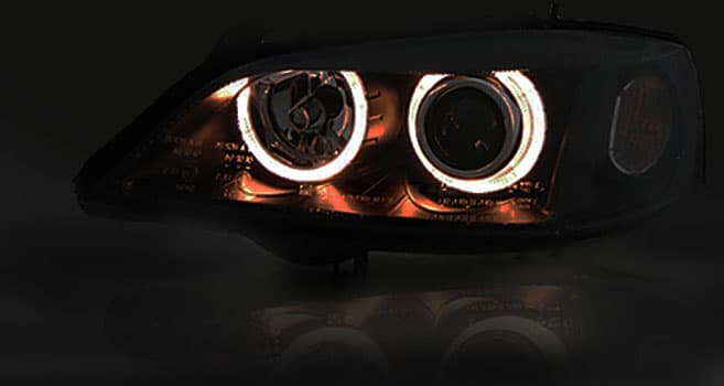 Predné svetlá Opel Astra G 97-04 Depo Angel Eyes Black – náhľad 3