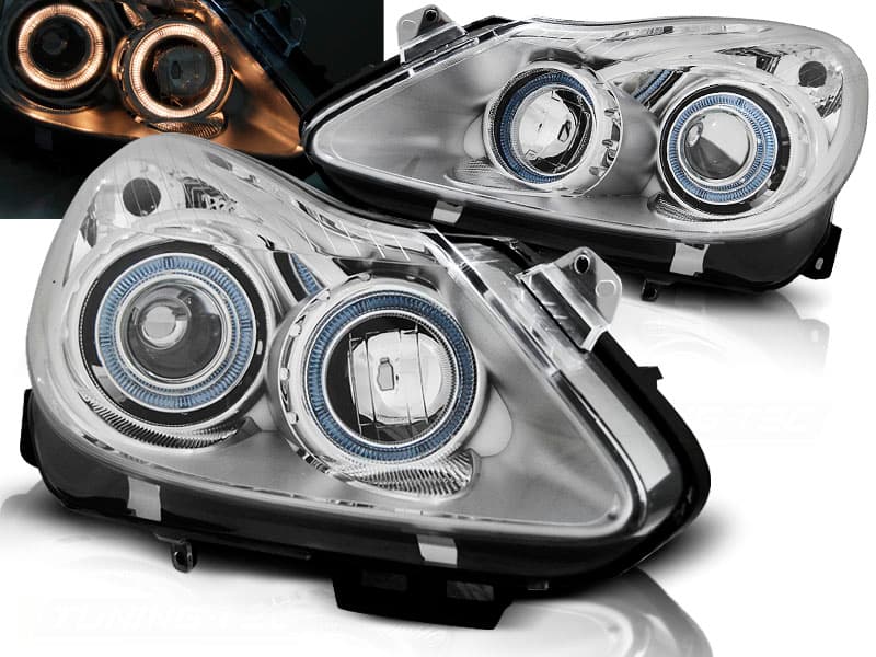 Predné svetlá Opel Corsa D 06-11 Depo Angel Eyes Chrome
