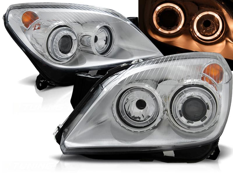 Predné svetlá Opel Astra H 04-09 Angel Eyes Chrome