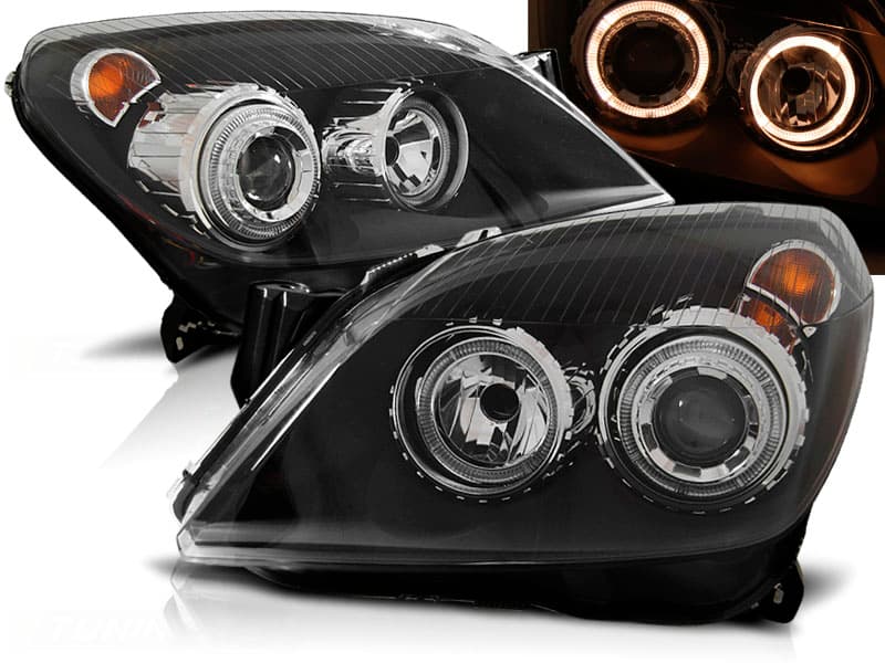 Predné svetlá Opel Astra H 04-09 Angel Eyes Black