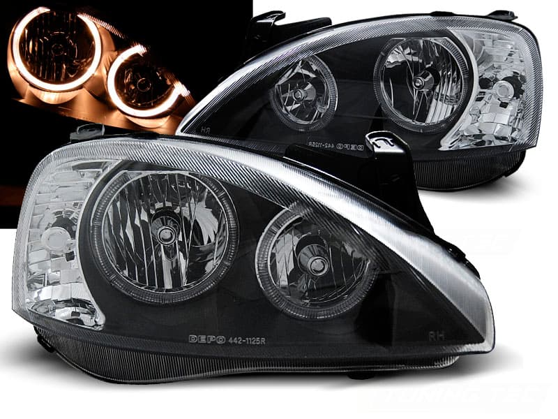 Predné svetlá Opel Corsa C 00-06 Angel Eyes Black - 93