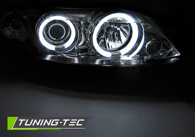 Predné svetlá Opel Vectra B 99-02 CCFL Angel Eyes Chrome – náhľad 2