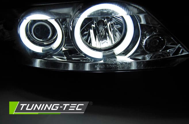 Predné svetlá Opel Vectra B 99-02 CCFL Angel Eyes Chrome – náhľad 3