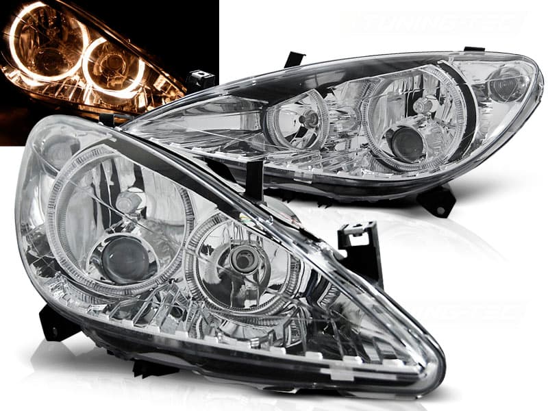 Predné svetlá Peugeot 307 01-05 Angel Eyes Chrome