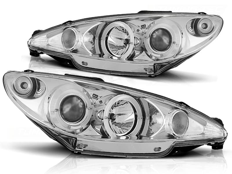 Predné svetlá Peugeot 206 02-08 Angel Eyes Chrome - 07