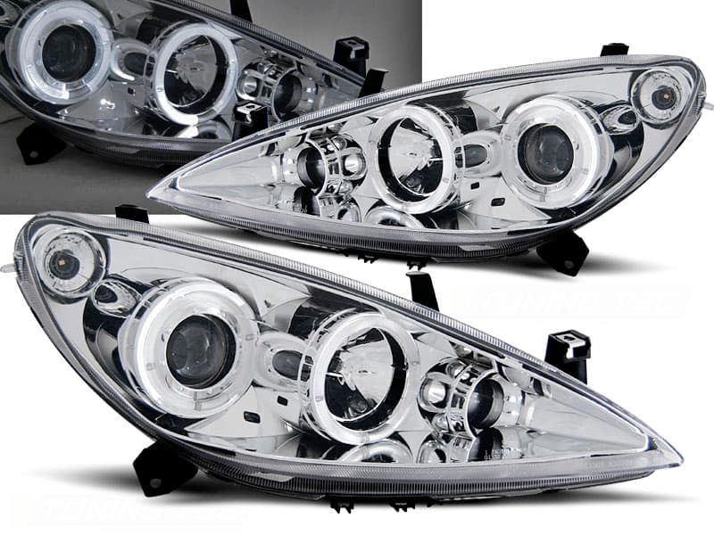 Predné svetlá Peugeot 307 Angel Eyes Chrome