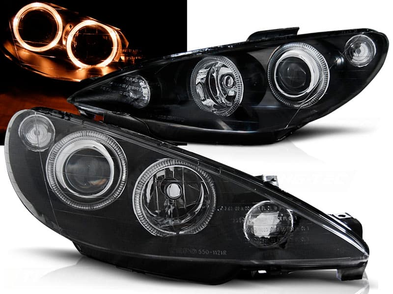 Predné svetlá Peugeot 206 02-08 Angel Eyes Black - 27