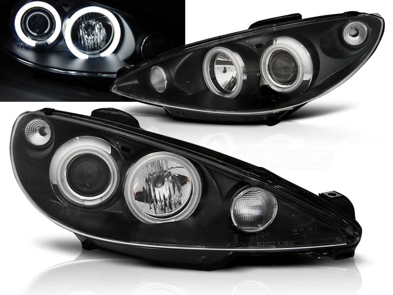 Predné svetlá Peugeot 206 02-08 CCFL Angel Eyes Black