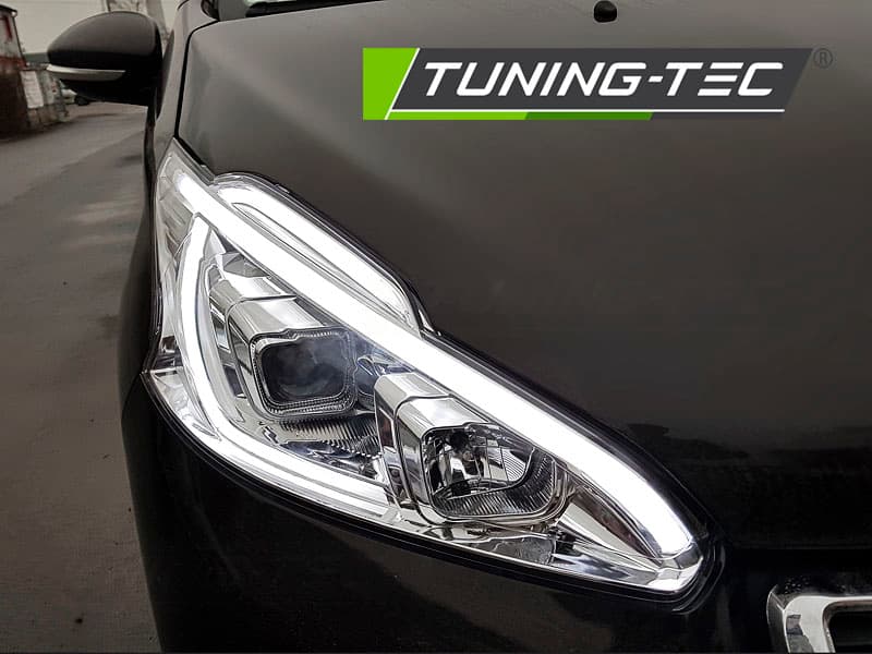 Predné svetlá Peugeot 208 12-15 Tube Light Chrome – náhľad 2