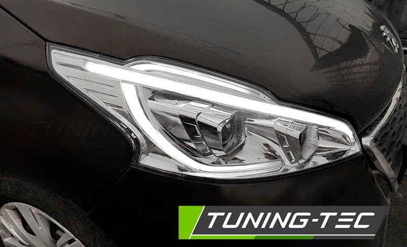 Predné svetlá Peugeot 208 12-15 Tube Light Chrome – náhľad 3