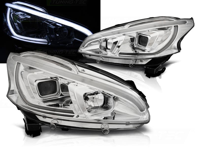 Predné svetlá Peugeot 208 12-15 Tube Light Chrome