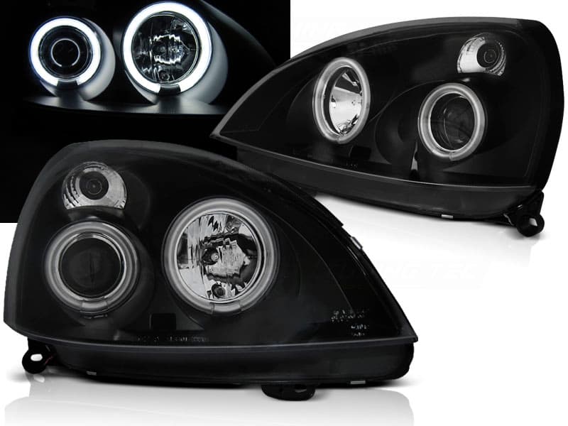 Predné svetlá Renault Clio 01-05 CCFL Angel Eyes Black
