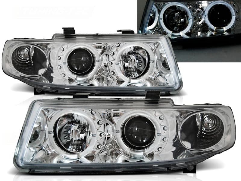 Predné svetlá Seat Toledo Leon 99-04 Angel Eyes Chrome