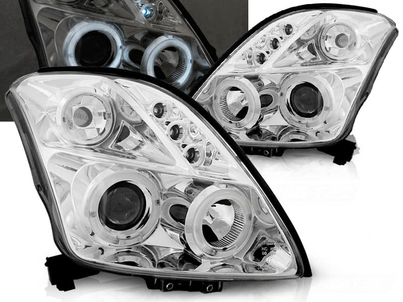 Predné svetlá Suzuki Swift 05-10 Angel Eyes Chrome