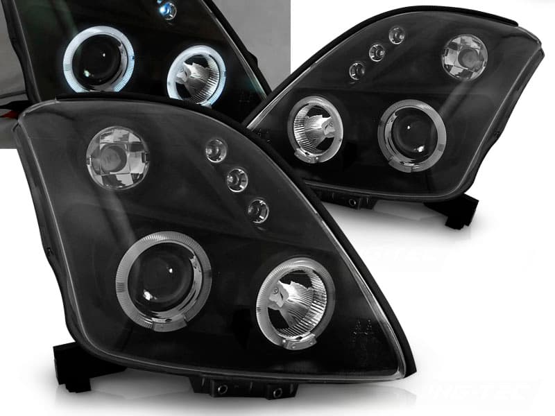 Predné svetlá Suzuki Swift 05-10 Angel Eyes Black