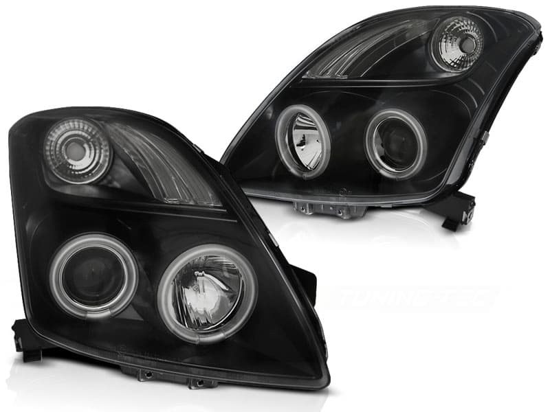 Predné svetlá Suzuki Swift 05-10 CCFL Angel Eyes Black