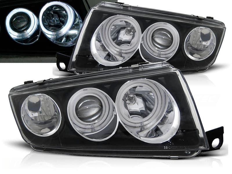 Predné svetlá Škoda Fabia 99-08 Angel Eyes Black