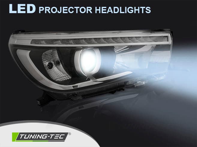 Predné svetlá Toyota Hilux 16-20 Projector LED Black – náhľad 2