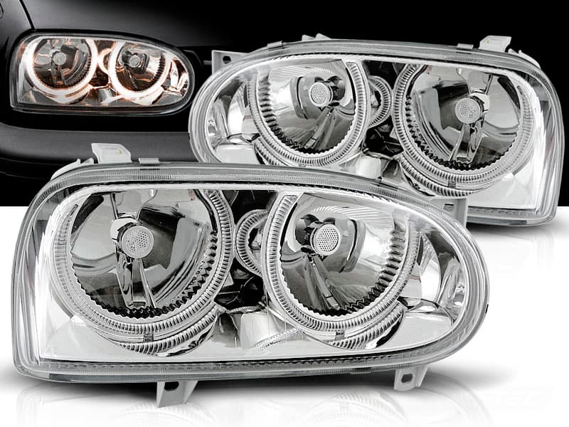 Predné svetlá VW Golf 3 FK Angel Eyes Chrome