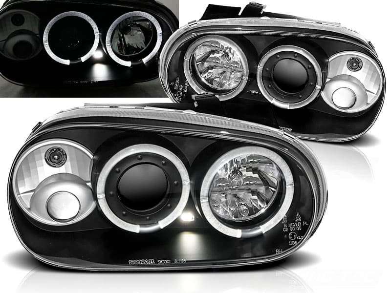 Predné svetlá VW Golf 4 Angel Eyes Black