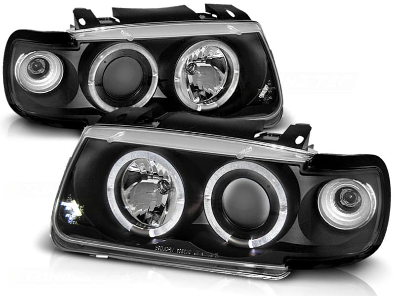 Predné svetlá VW Polo 6N 94-99 Angel Eyes Black - 09