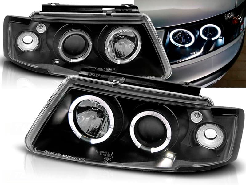 Predné svetlá VW Passat B5 Angel Eyes Black - 13