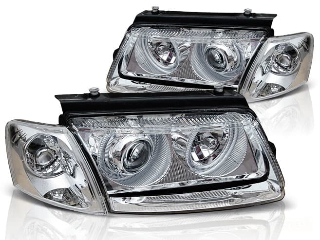 Predné svetlá VW Passat B5 FK Angel Eyes Chrome