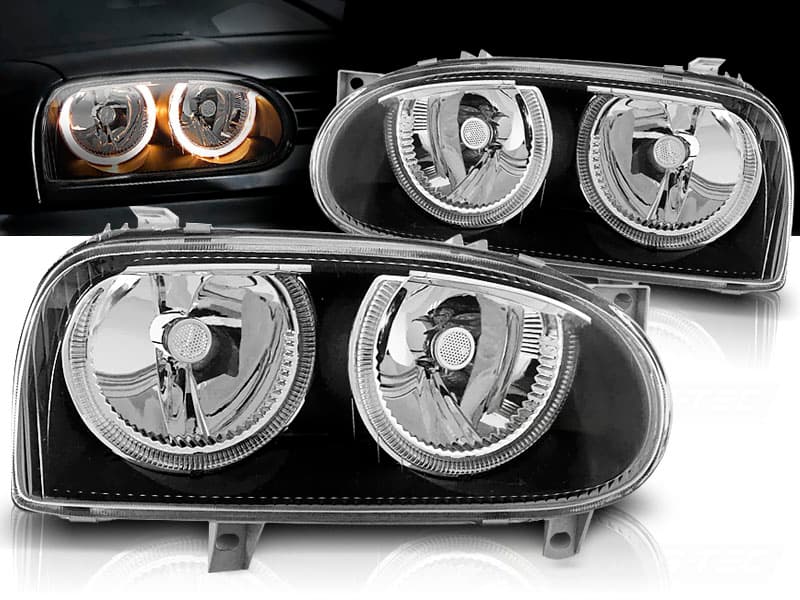 Predné svetlá VW Golf 3 FK Angel Eyes Black