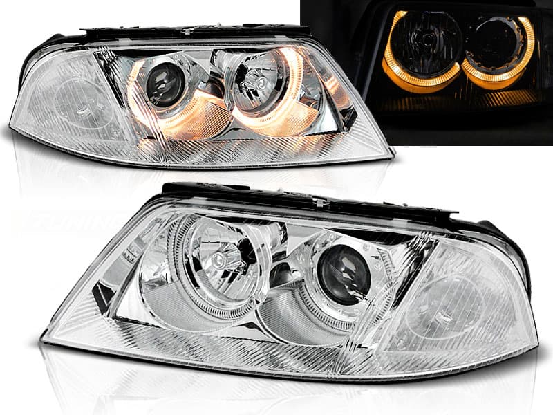 Predné svetlá VW Passat B5 3BG 00-05 Angel Eyes Chrome